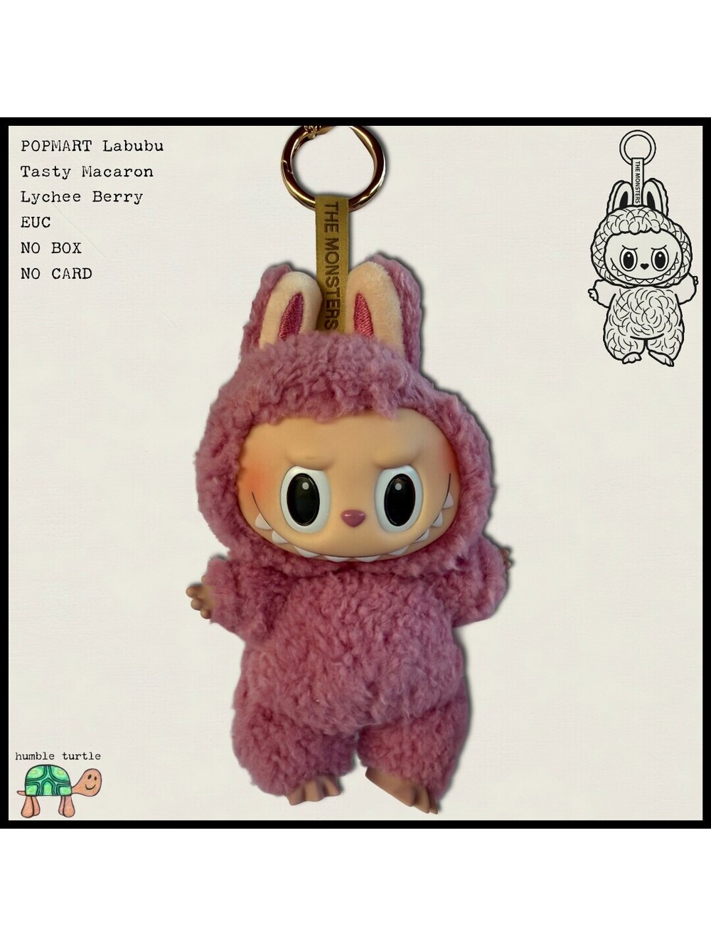POP MART Labubu Tasty Macaron Keychain Lychee Berry Plush Figure | EUC | No Box